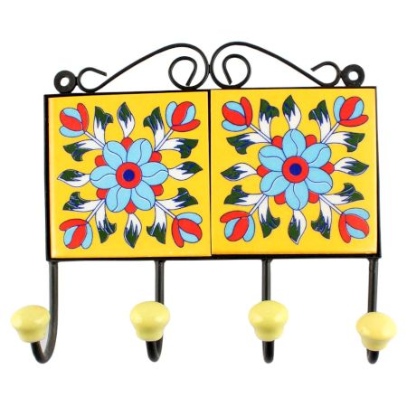 Turquoise Sonflower Ceramic Tiles Hook